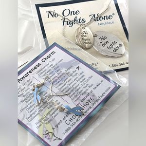Prostate Cancer Awareness Earrings/ No One Fights Alone necklace